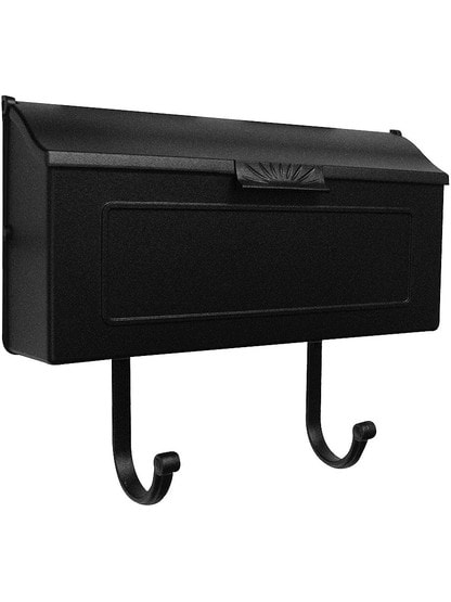Sunburst Cast-Aluminum Horizontal Mailbox in Matte Black.